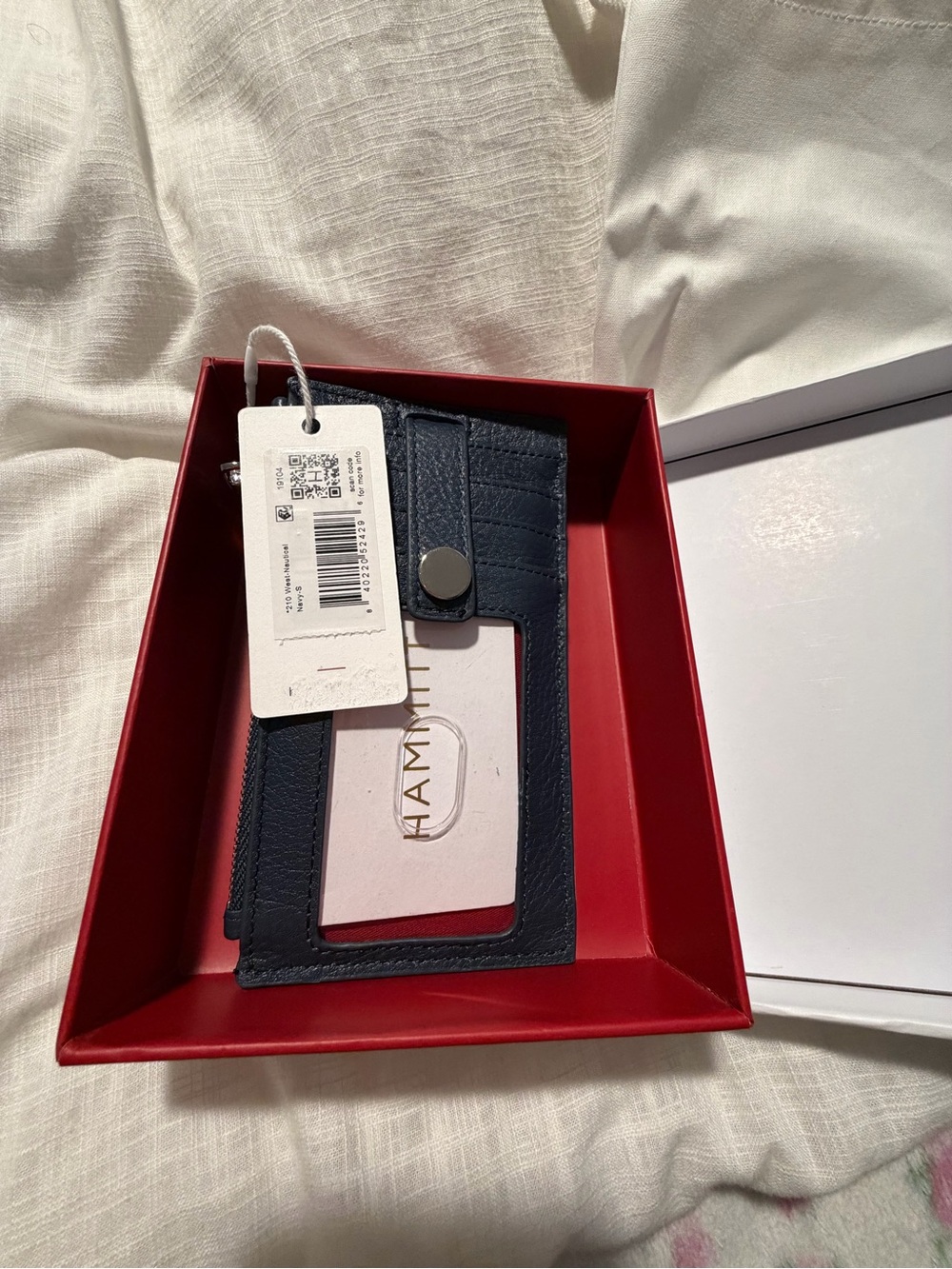 Hammitt Navy Leather ID Card & Key Holder with Snap